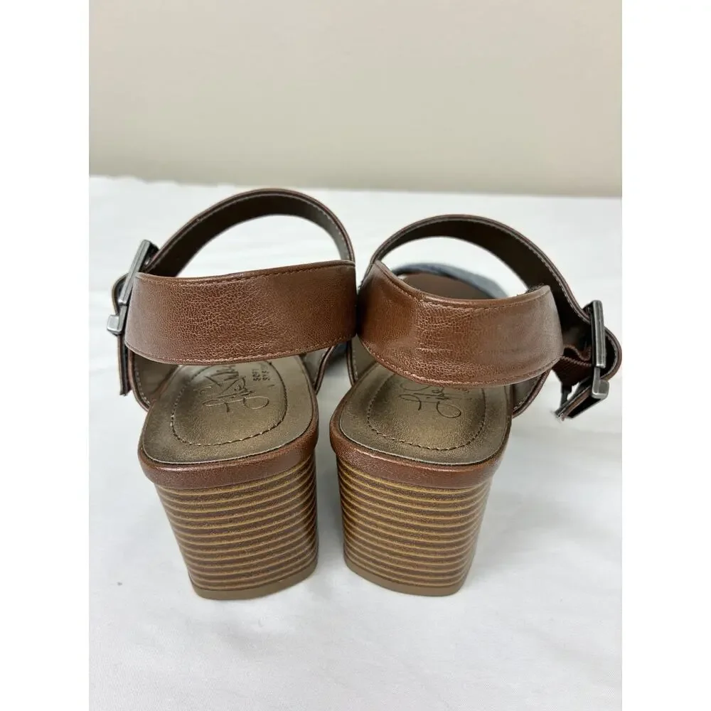 Life Stride Women’s Rache Brown/Blue Women's Heel Sandals Shoes 8.0 M